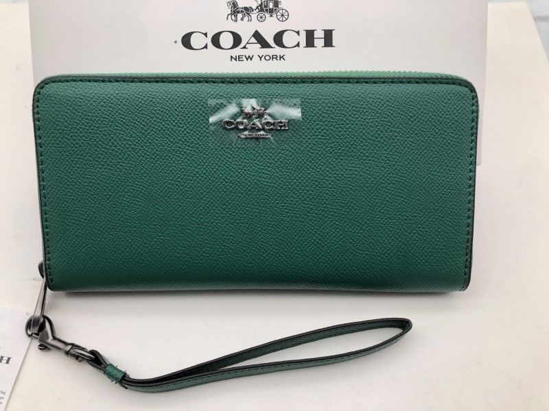 コーチ 財布 COACH 長財布 緑 シグネチャー アコーディオンラウンド