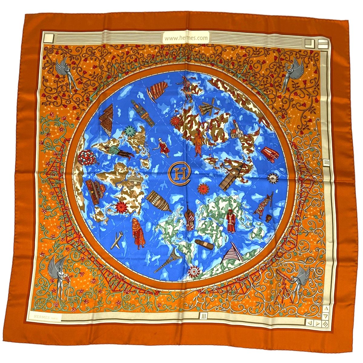 エルメス HERMES カレ 90 www.hermes.com 世界地図 スカーフ
