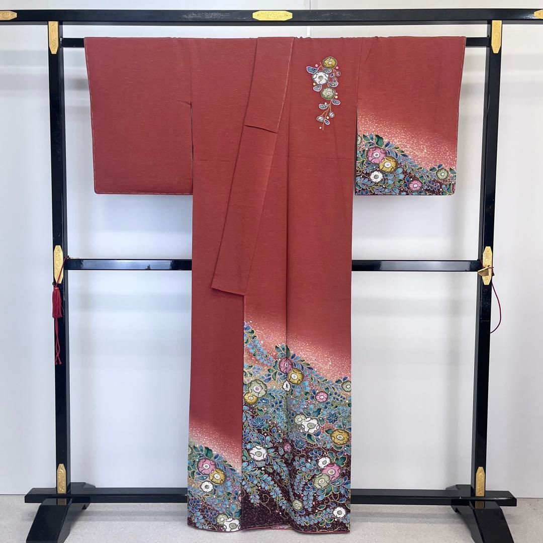 付下げ 絞り柄 金彩霞模様 グラデーション 乳白色 K-4258