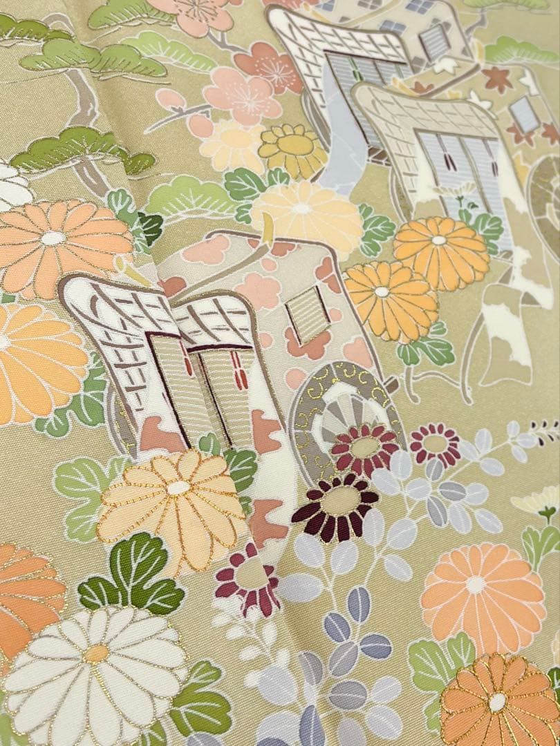 千總謹製 落款入 振袖 刺繍 金駒 金彩 紋意匠 正絹 振袖 豪華 金駒 金彩 紋意匠 身丈161cm 撥水加工済 振袖 豪華 刺繍