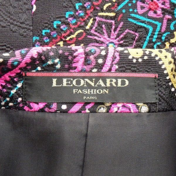 anc レオナール LEONARD ジャケット 11AR 黒 マルチ ペイズリー柄