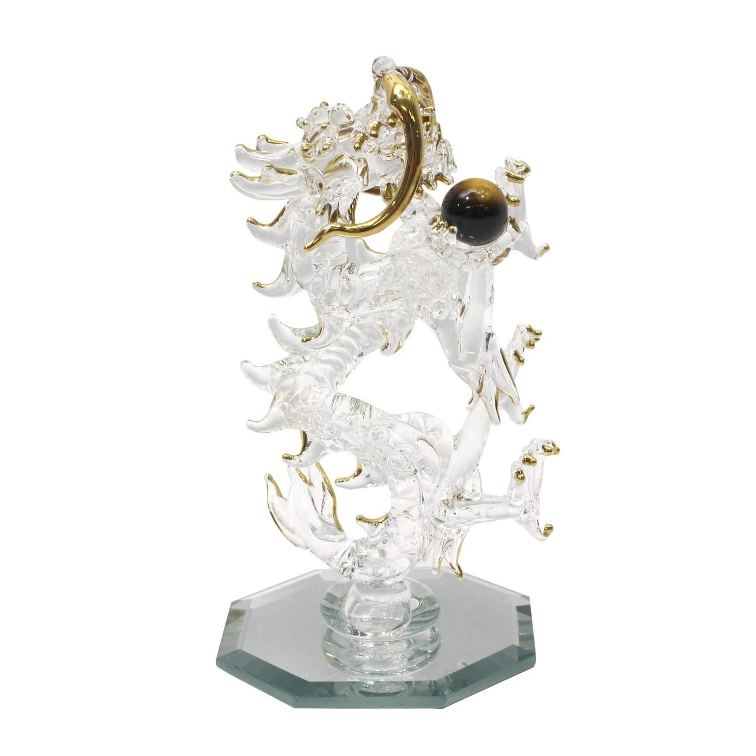 格安，人気セール 【新品・5営業日で発送】フォーカート 龍 クリア 全長11cm かわいい手作り ガラス細工 金運 昇 龍 S CNSWK470 置物