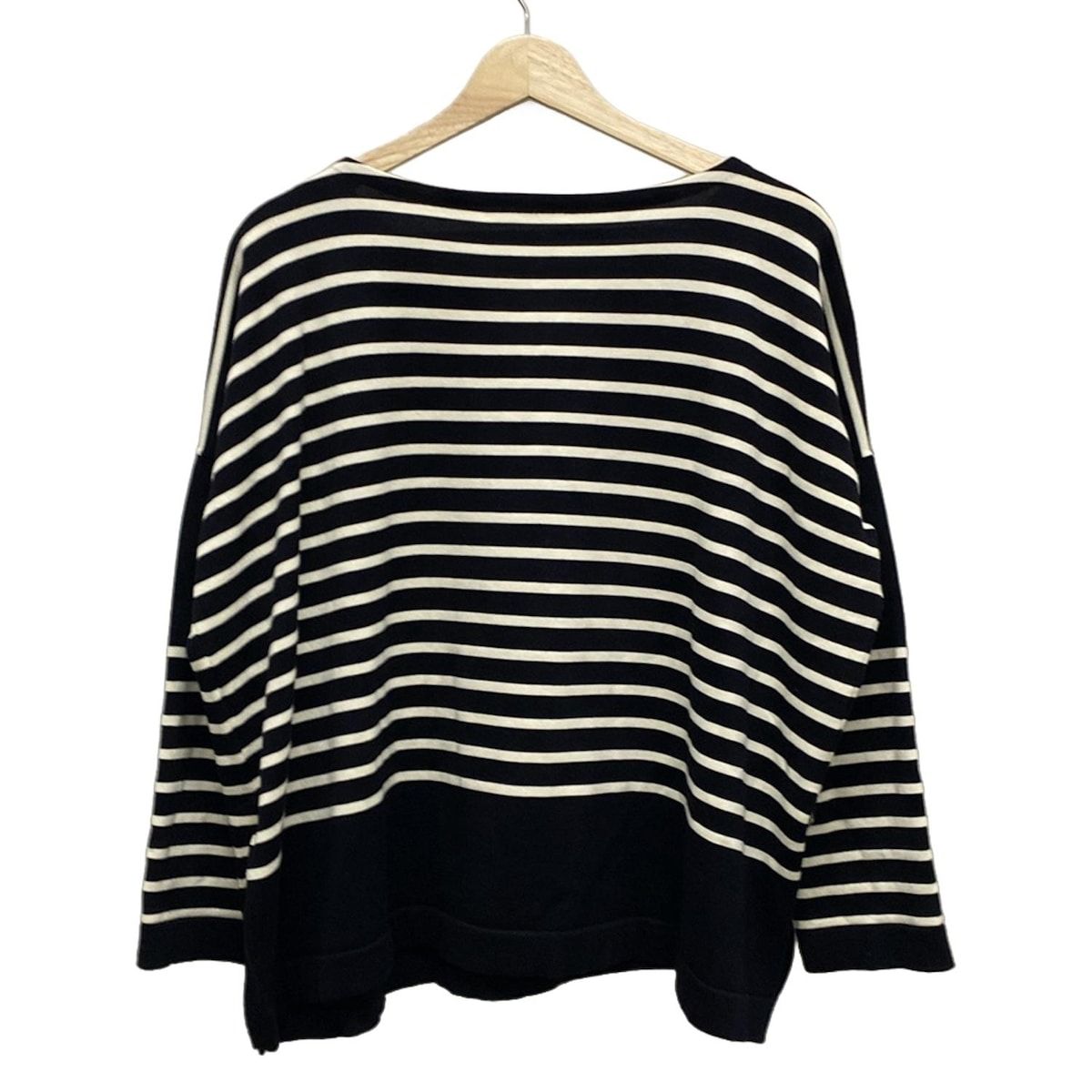 HOUSE OF LOTUS ハウス オブ ロータス 七分袖カットソー サイズM レディース - 黒×アイボリー ボートネック|ボーダー