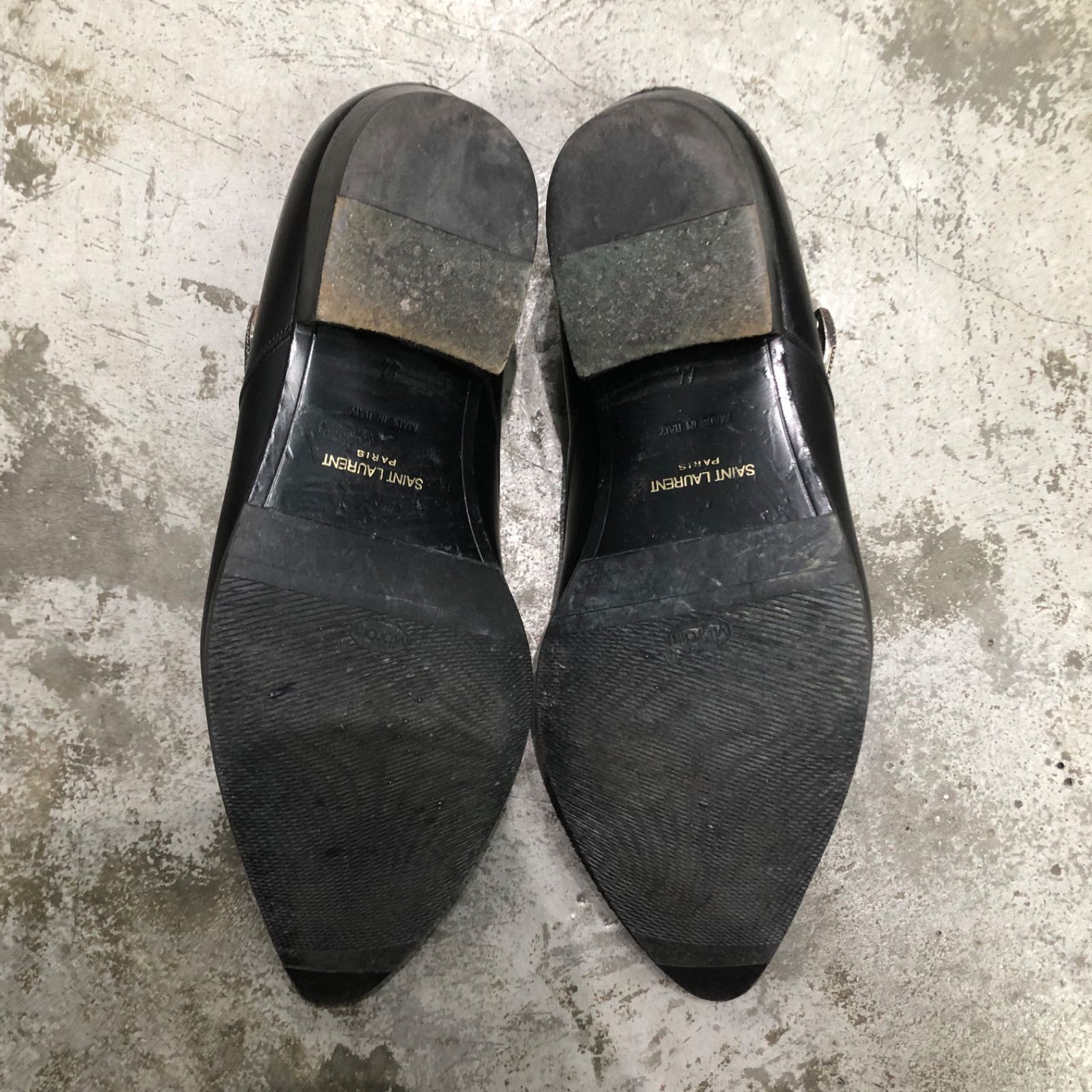 SAINT LAURENT PARIS 14SS ウエスタンバックル レザー シューズ 短靴 