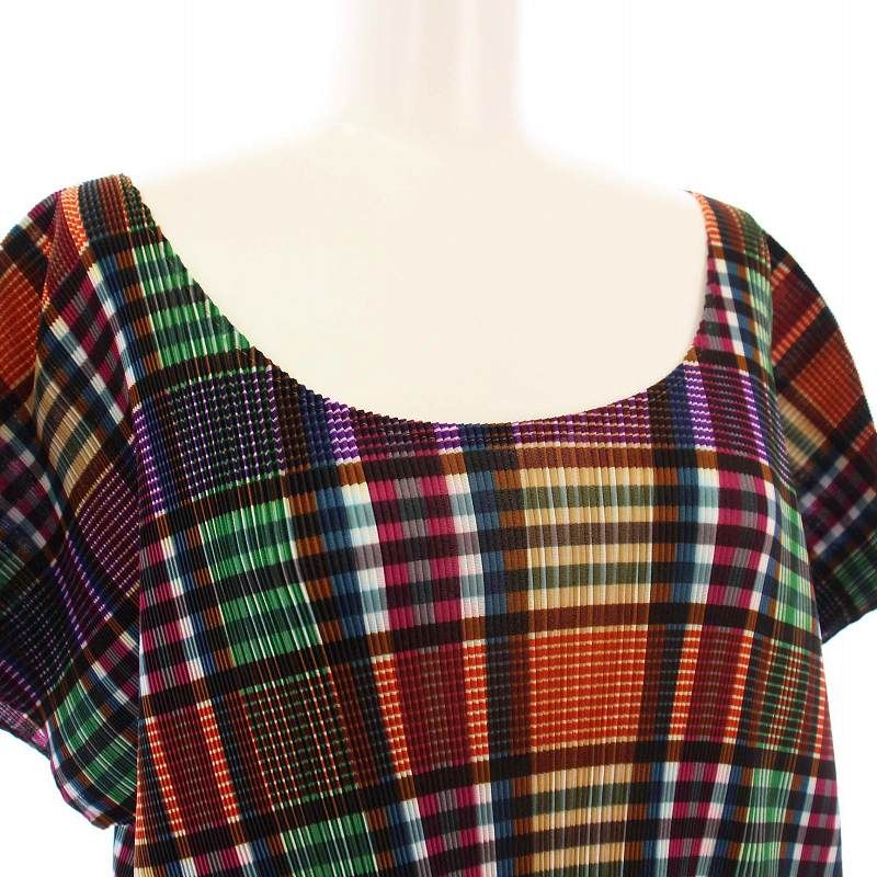 プリーツプリーズ PLEATS PLEASE イッセイミヤケ プリーツカットソー 半袖 チェック柄 3 マルチカラー PP23FK333 /KH レディース プリーツプリーズ PLEATS PLEASE イッセイミヤケ プリーツ