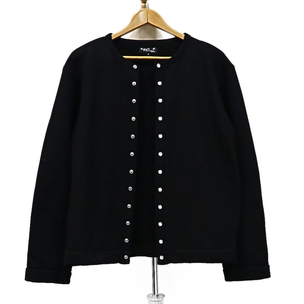 agnis b. M001 カーディガンプレッション ブラック 美品 M001 CARDIGAN