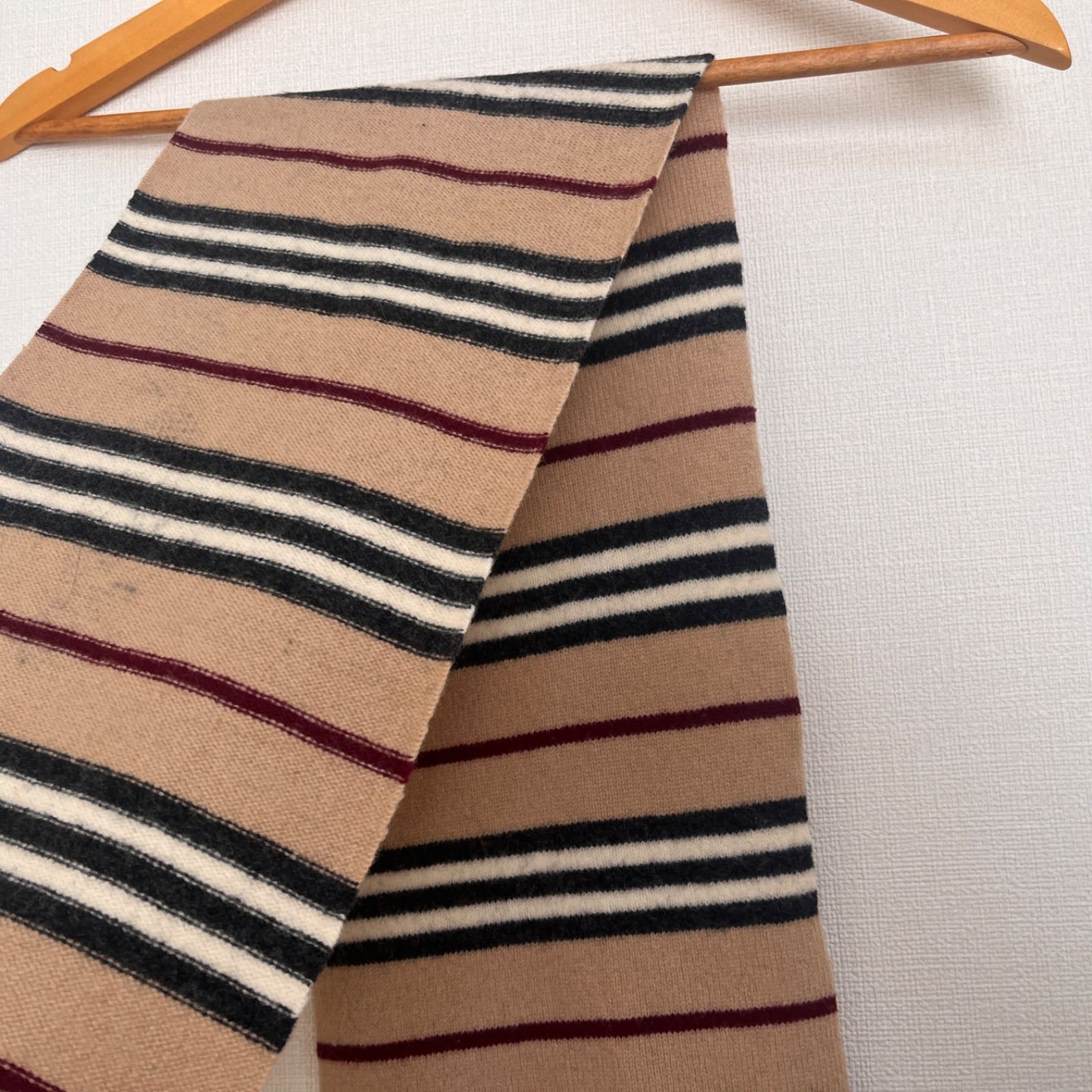 【大特価】BURBERRY  バーバリー　ボーダーマフラー　ウール　美品　最終価格　BIGセール　管理番号7