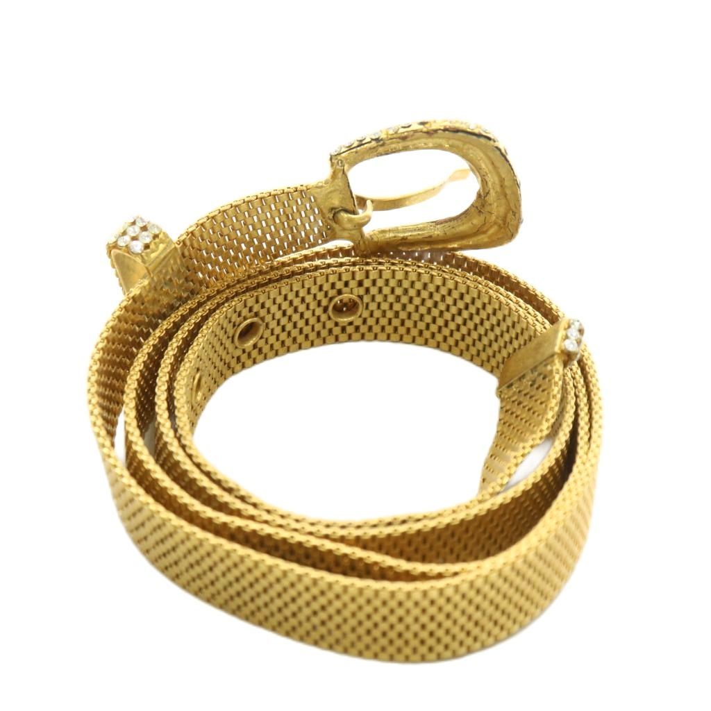 ドルチェ-ガッバーナ ドルガバ DOLCE-GABBANA ベルト ハトメ ラインストーン ゴールド金具 ゴールド色 XZ GY11