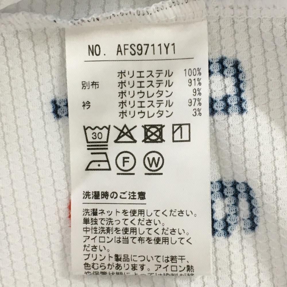 【アンパスィ】極美品 ポロシャツ 総柄 総ロゴ ホワイト Ｌサイズ レディース 中古 レディース アンパスィ and per se 半袖ポロシャツ L 白