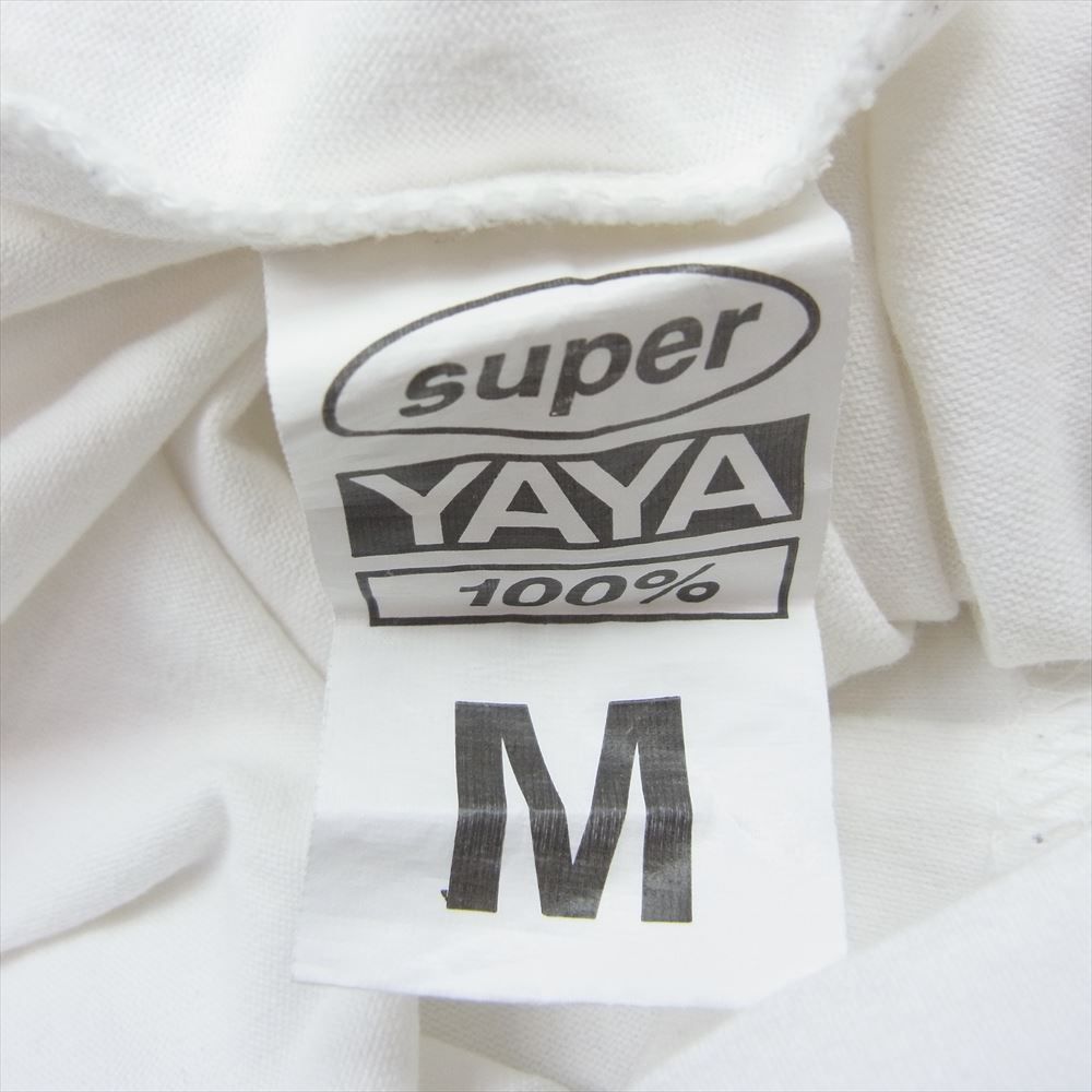 スーパーヤヤ SUPER YAYA 100％ オーバル  ロゴプリント 半袖 Tシャツ ホワイト系 M【中古】 スーパーヤヤ SUPER YAYA 100％ オーバル ロゴプリント 半袖 T