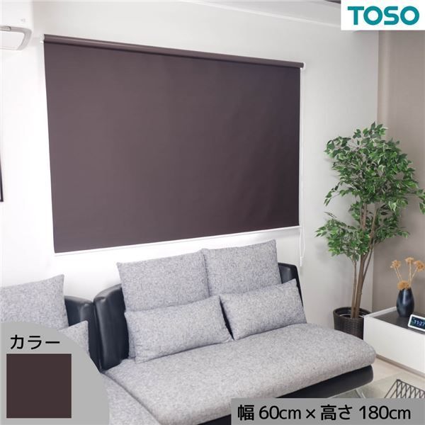 【爆買い，セール】 遮光生地で日差しを遮断 遮光ロールスクリーン ブラウン 約幅60cm×高さ180cm