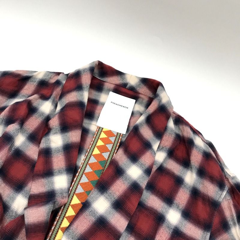 phenomenon フェノメノンチェックロングシャツガウン