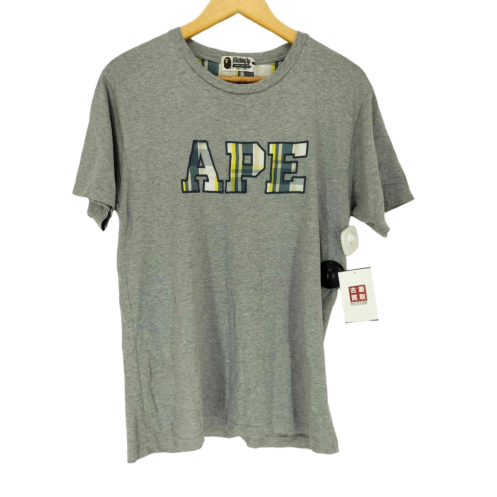 アベイシングエイプ A BATHING APE 90-00s チェックロゴ刺繍クルー 