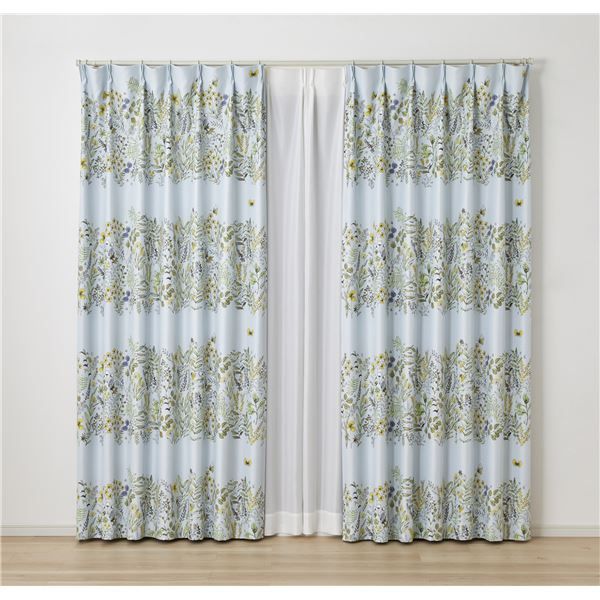 デザインライフ 遮光カーテン ミチクサ 約幅100×丈135cm ブルー V1360 1枚入 人気・おすすめ｜安定人気・収納便利におすすめ 期間限定割引 配送追跡可 国内発送・メーカー保証対応