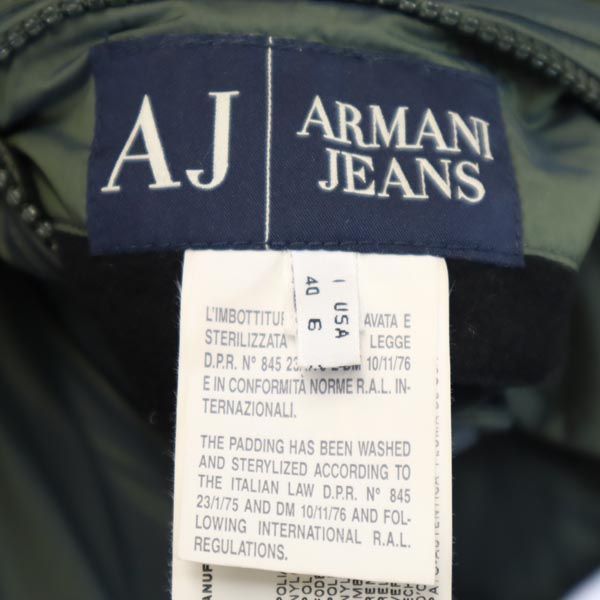 アルマーニジーンズ リバーシブル ロゴ 中綿ジャケット USA 6 カーキグリーン ARMANI JEANS レディース 【中古】 【221128】  【PD】