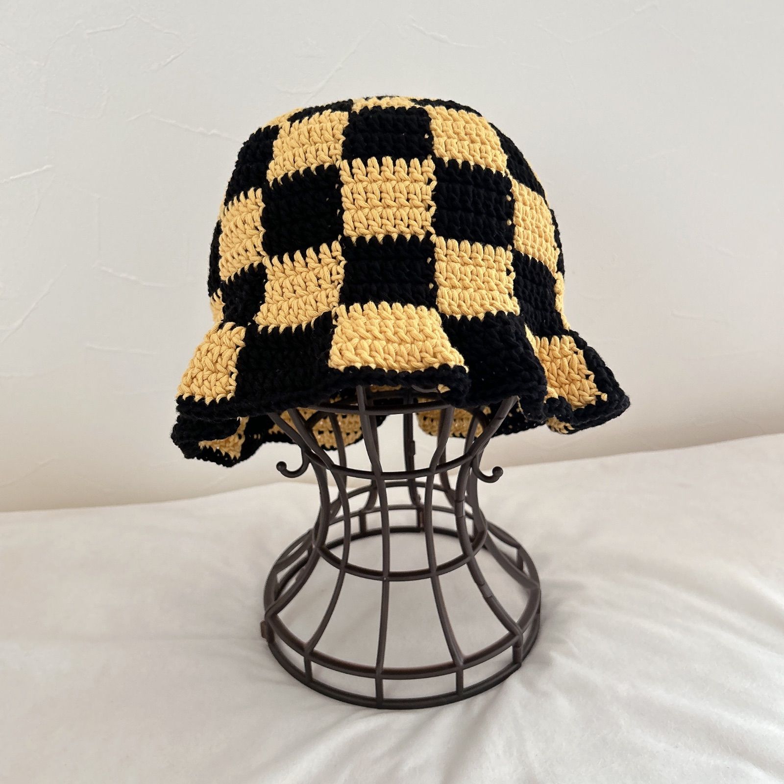 48【ハンドメイド・完成品】クロシェハット クラッシャーハット