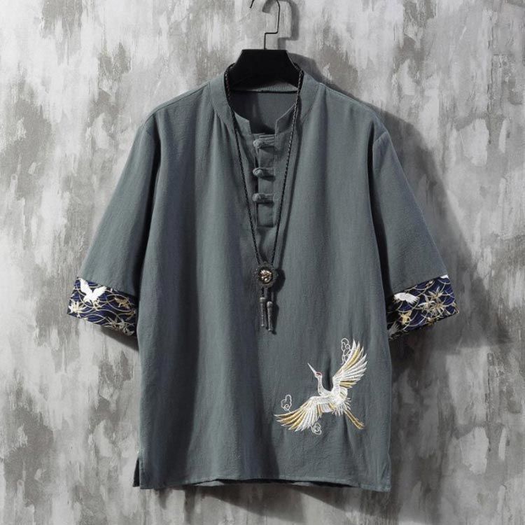 チャイナ服 シャツ チャイナシャツ メンズ 薄手 半袖シャツ