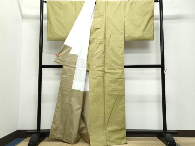 平和屋着物○上質な紬 色無地 人色 正絹 逸品 CAAR8325vf 平和屋