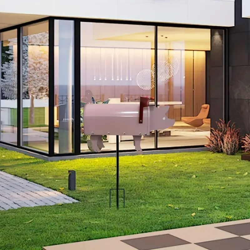 ポスト ブタ メールボックス ピンク 金属 メタル ピッグ アニマル ガーデンデコ お洒落 かわいい アイアン ホームデコ 玄関 屋外ガーデン TGxM611