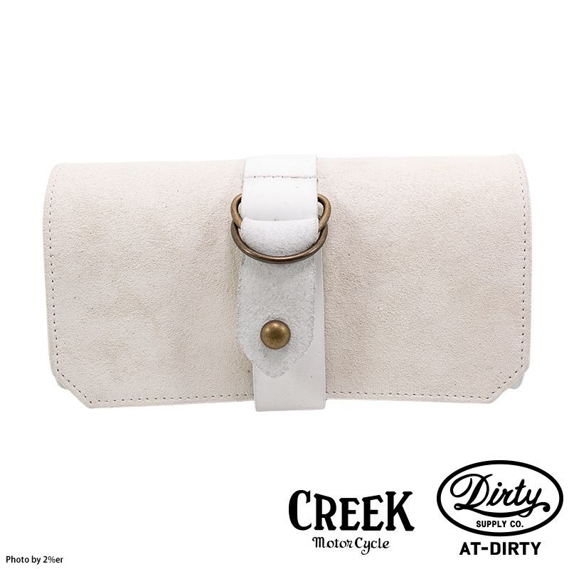 CREEK MOTORCYCLE X AT-DIRTY レザー プレーン ツールバッグ アイボリー