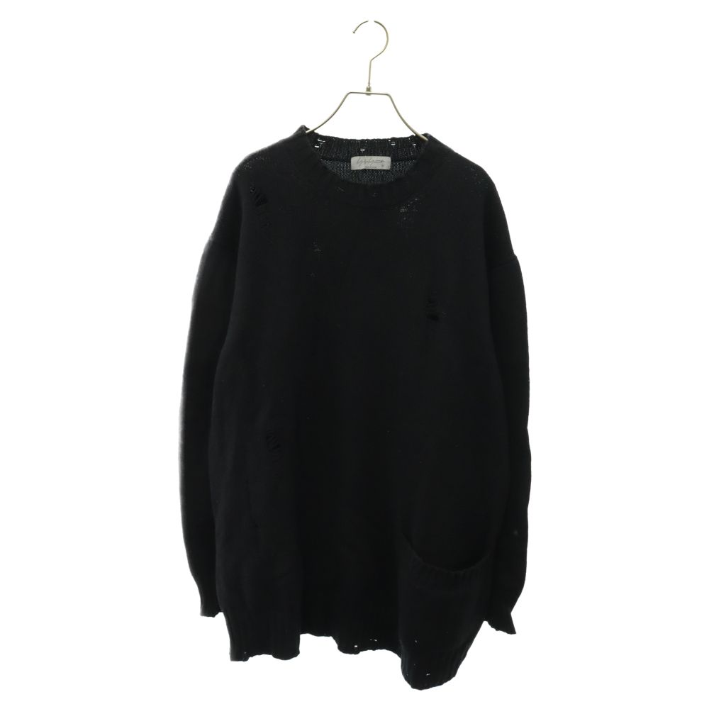 s'yte ヨウジヤマモト ダメージニット グランジ y2k 黒 クルーネック Yohji Yamamoto ヨウジ ヤマモト ダメージクルーネックニット 新品 s