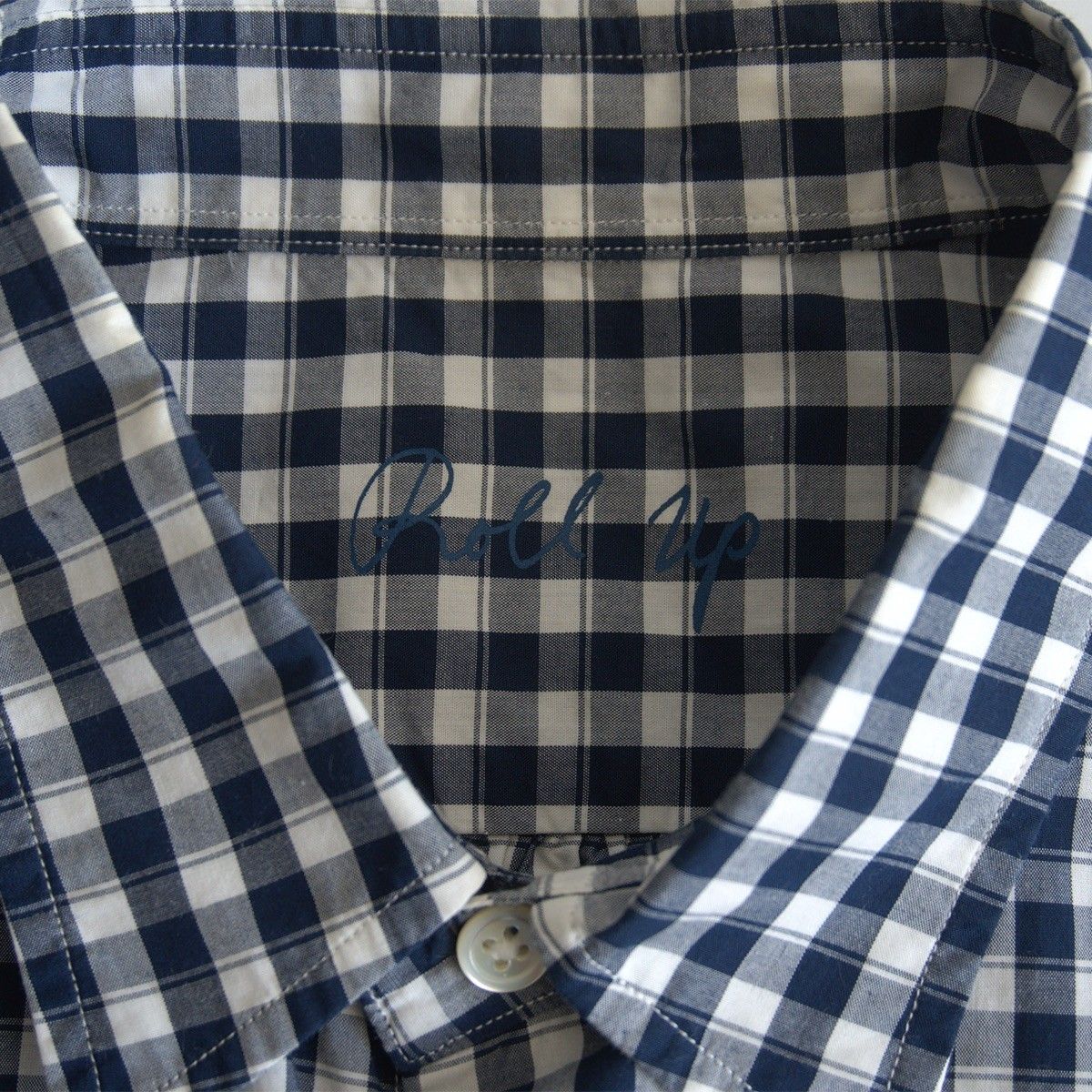 PORTER CLASSIC ROLL UP GINGHAM CHECK SHIRTS M ロールアップ シャツ ブルー 25090727