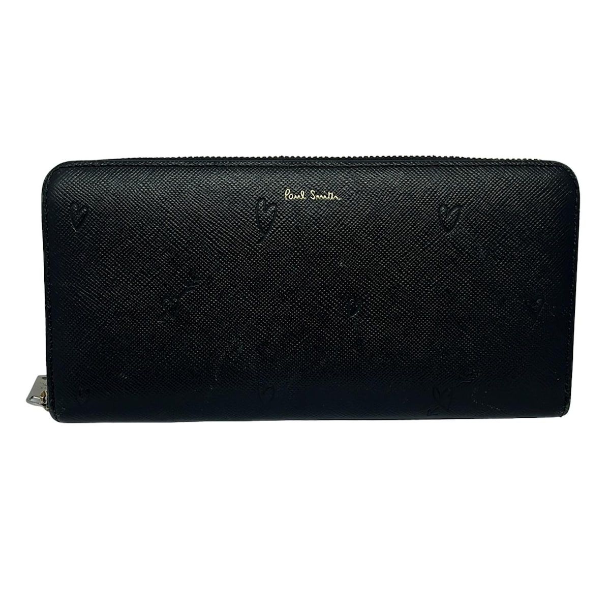 ポールスミス　長財布　スミシーハート　ラウンドファスナー　ロゴプリント　ブラック PaulSmith(ポールスミス) 長財布 スミシーハート2 PWD794 黒