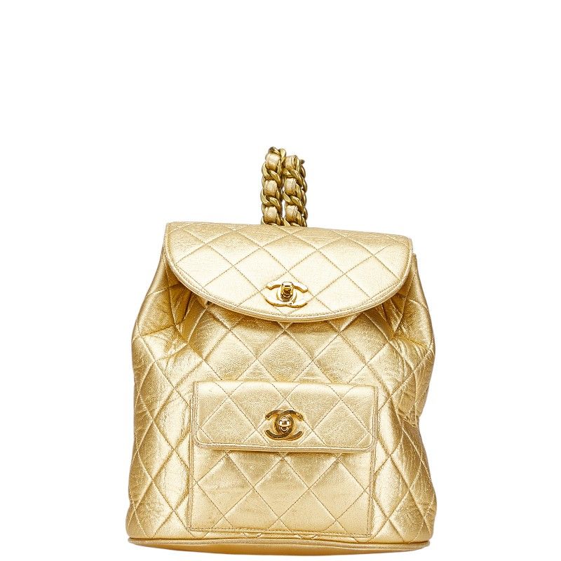 シャネル ココマーク マトラッセ リュック バックパック ゴールド ラムスキン レディース CHANEL 243-06761