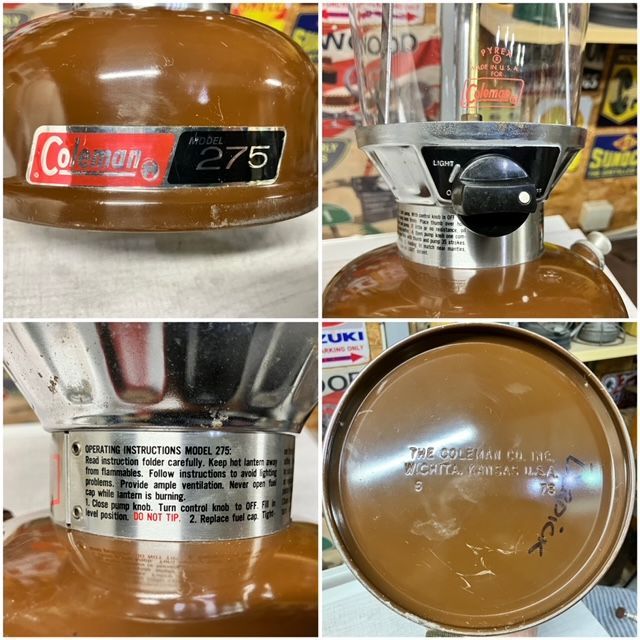 コールマン Coleman ランタン 1978年6月 275 箱入り美品 取説等  整備済み