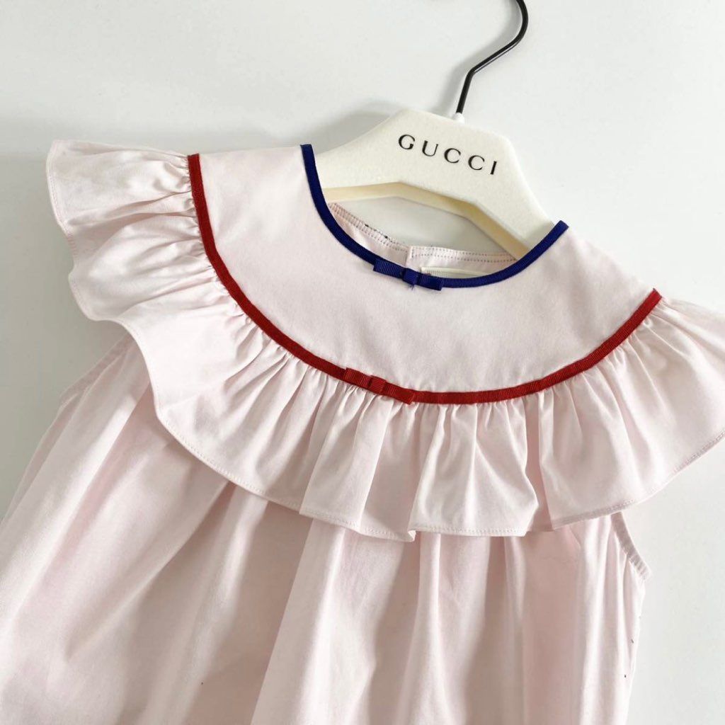 GUCCI　グッチ　コットン　フリル　ワンピース　ピンク　12-18М GUCCI グッチ コットン フリル ワンピース ピンク 12-18М