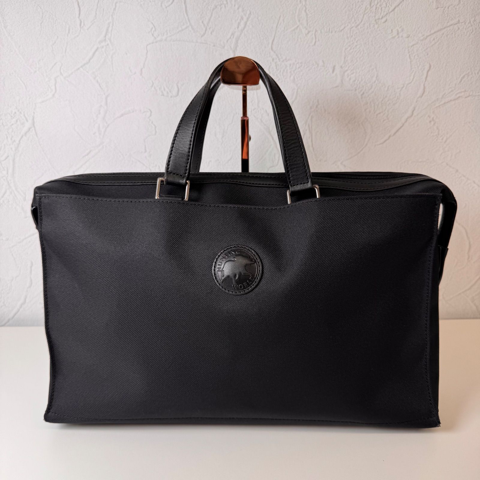 Bランク HUNTING WORLD ビジネスバッグ ブリーフケース ハンドバッグ A4収納 大容量 ブラック 100EL