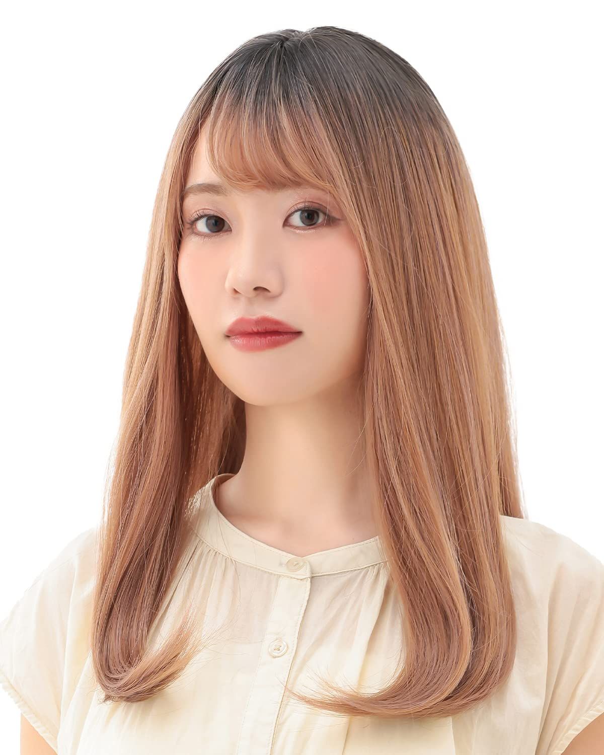 AQUADOLL アクアドール ウィッグ セミロング ミディアム ロング フルウィッグ 黒髪 金髪 プリン フリーサイズ P-SPK.スモーキーピンクプリン wg339P-SPK