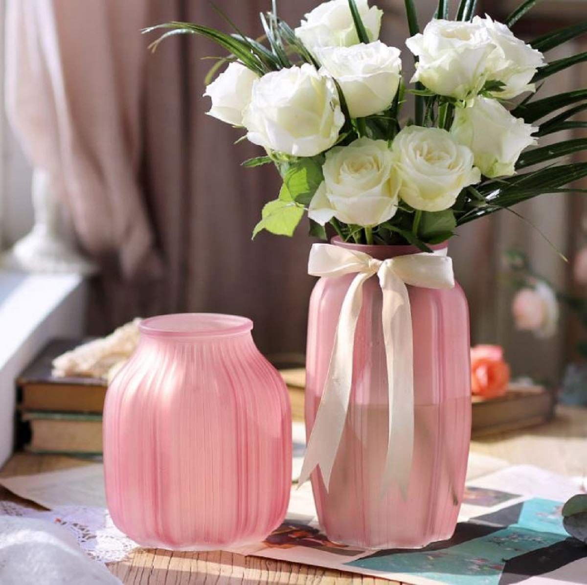 メルカリshops カラー ガラス 花瓶 ヨーロピアンスタイル ガラス フラワーベース ガラス製 花