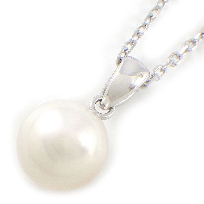 ミキモト MIKIMOTO ネックレス 1ポイント パール 8.0mm珠 K18WG 【中古  