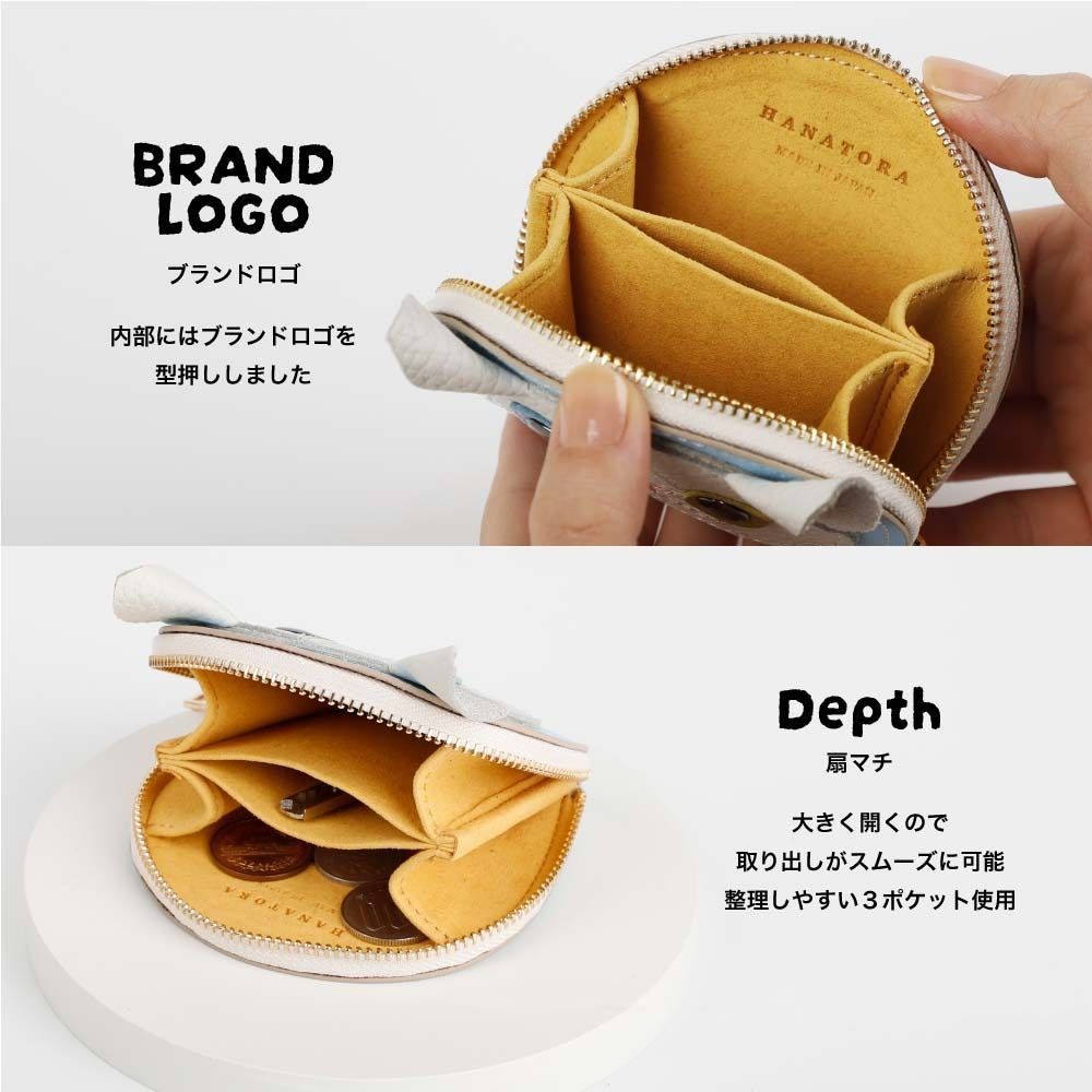 日本製 本革 ニャンコインケース アクセサリーケース ファスナー