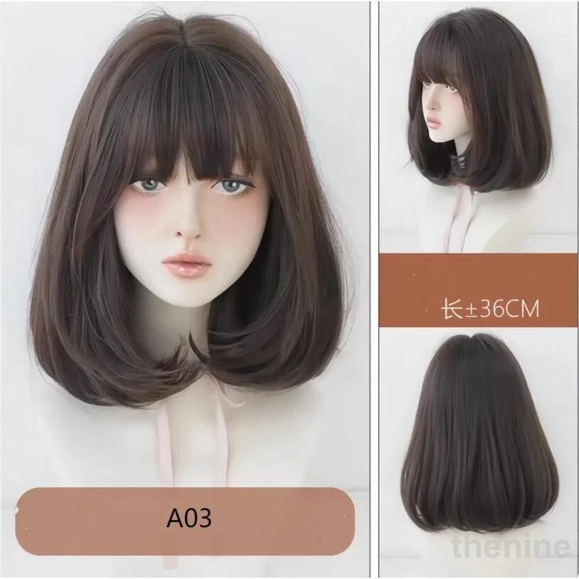 フルウィッグ 耐熱素材 ボブ 女性 つむじ 分け目 人工皮膚 用
