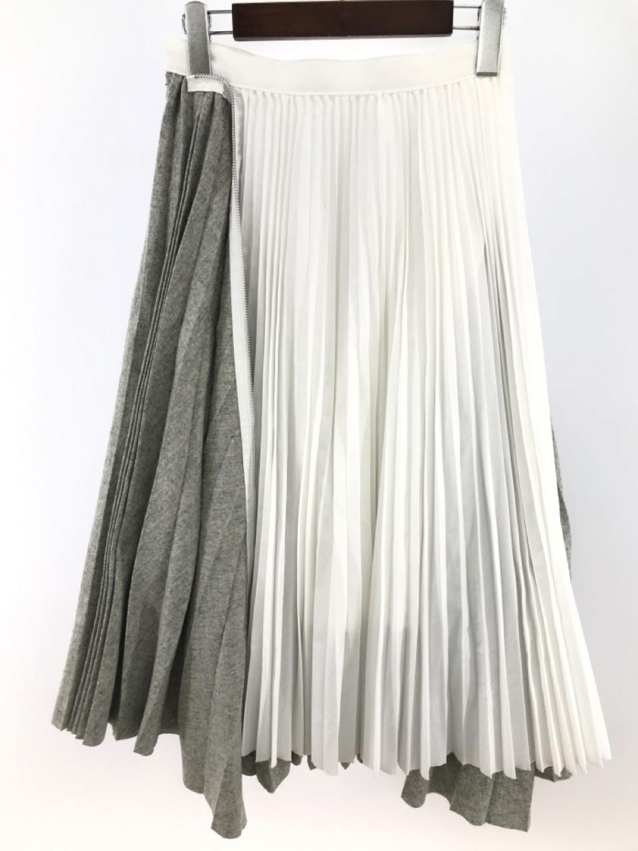 美品】 sacai / サカイ | 2019AW | Melton Skirt メルトン異素材切替 プリーツスカート | 2 | グレー/ホワイト |  レディース-silversky-lifesciences.com