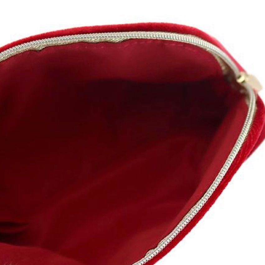 Dior／【ブラック/レッド】ラウンドベロアコスメポーチ ノベルティ