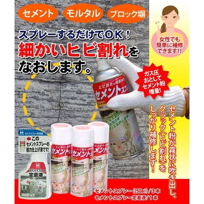 日本ミラコン産業 セメントスプレー230ml 3本組セット セメント 定着剤 ひび割れ 補修 外壁