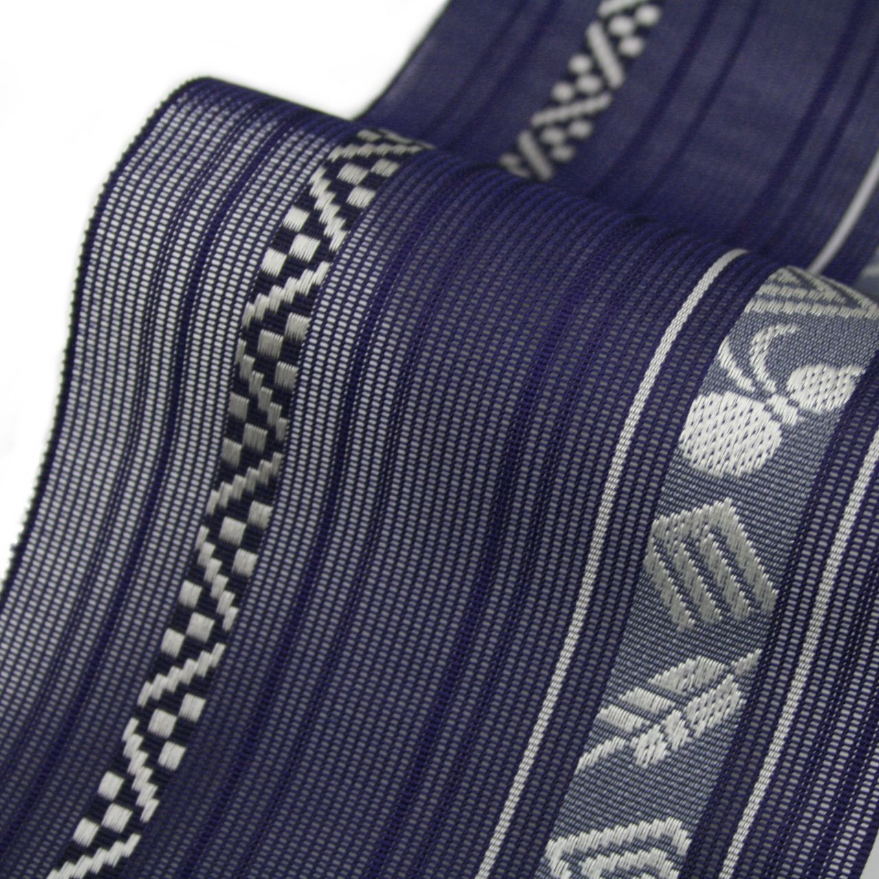 新品 博多織 紗 本場筑前 夏用 半巾帯 紺 正絹 日本製 半幅帯 夏