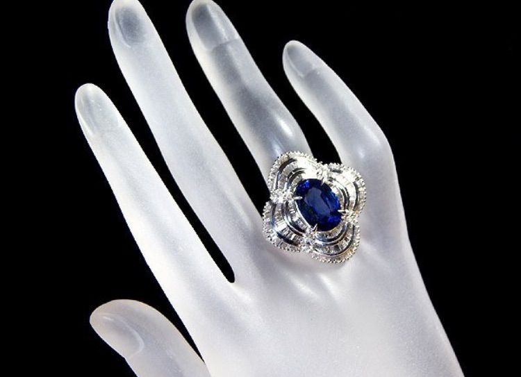上品 上天然特大タンザナイト7.40ct＆上質天然ダイヤモンド3.73ct