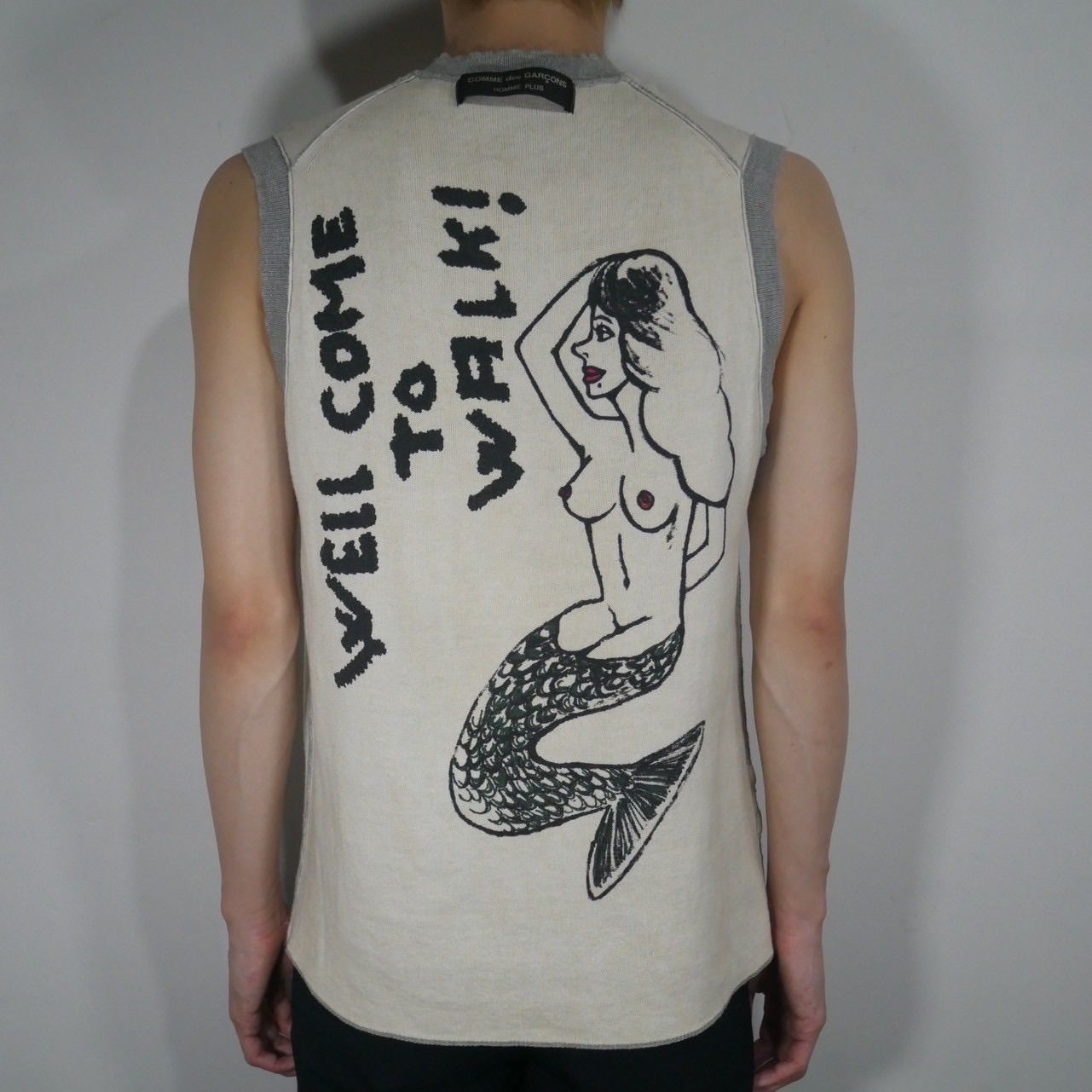 ad2003 comme des garçons homme plus message designed reversible vest