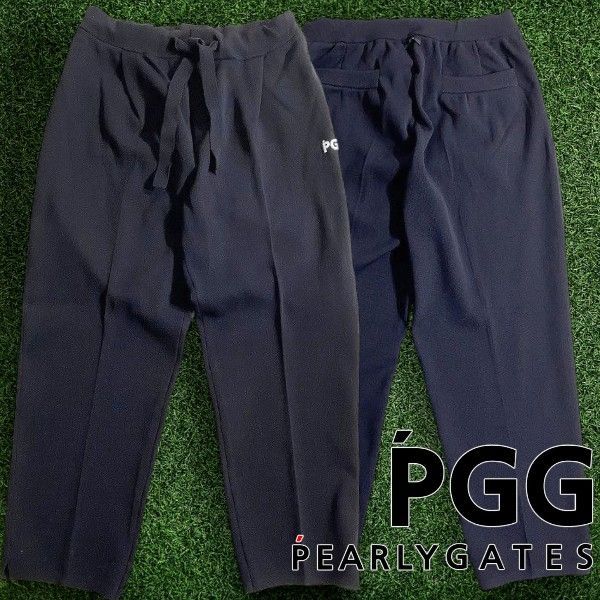 PGG by PEARLY GATES ピージージー パーリーゲイツ ゴルフ ポリエステルヤーン 無地 ストレッチ ニットパンツ イージーパンツ ロングパンツ ゴルフウェア 268-2236905 定価3万 ネイビー ▲034 50926w08