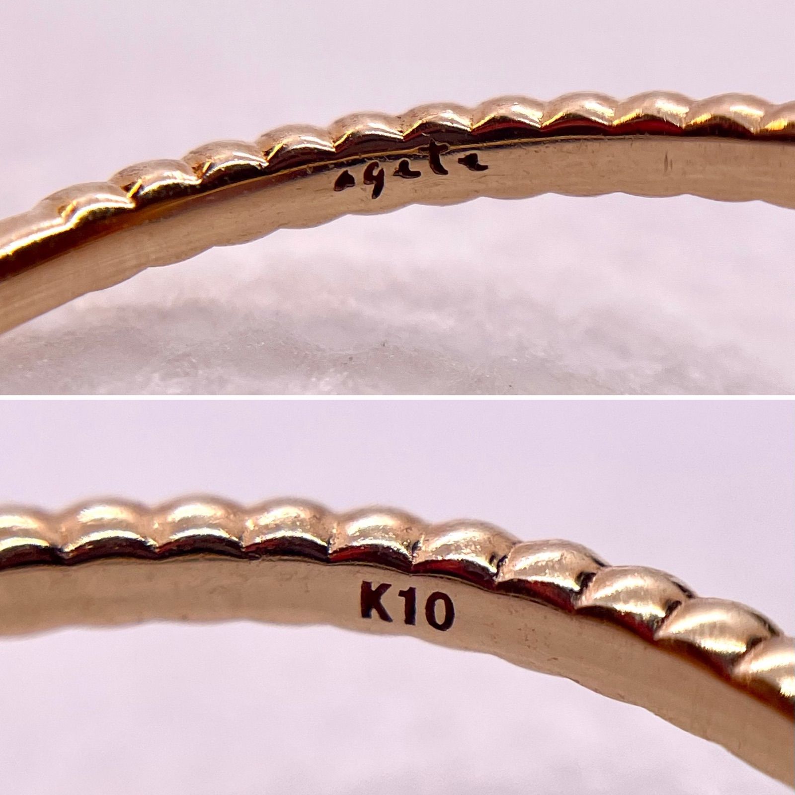 agete◇K10PG*11号*アンバー×クォーツリング*アガット - メルカリ