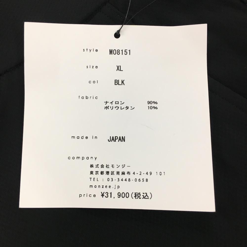 ★特価★【新品】モンジー ハーフパンツ 黒 サイド切り替え ロゴ刺しゅう メンズ XL ゴルフウェア ｍonzee