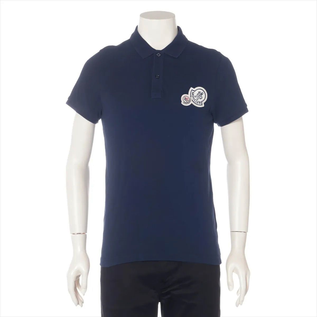 MONCLER ポロシャツ メンズ S 紺 ネイビー ロゴワッペン D10918304200