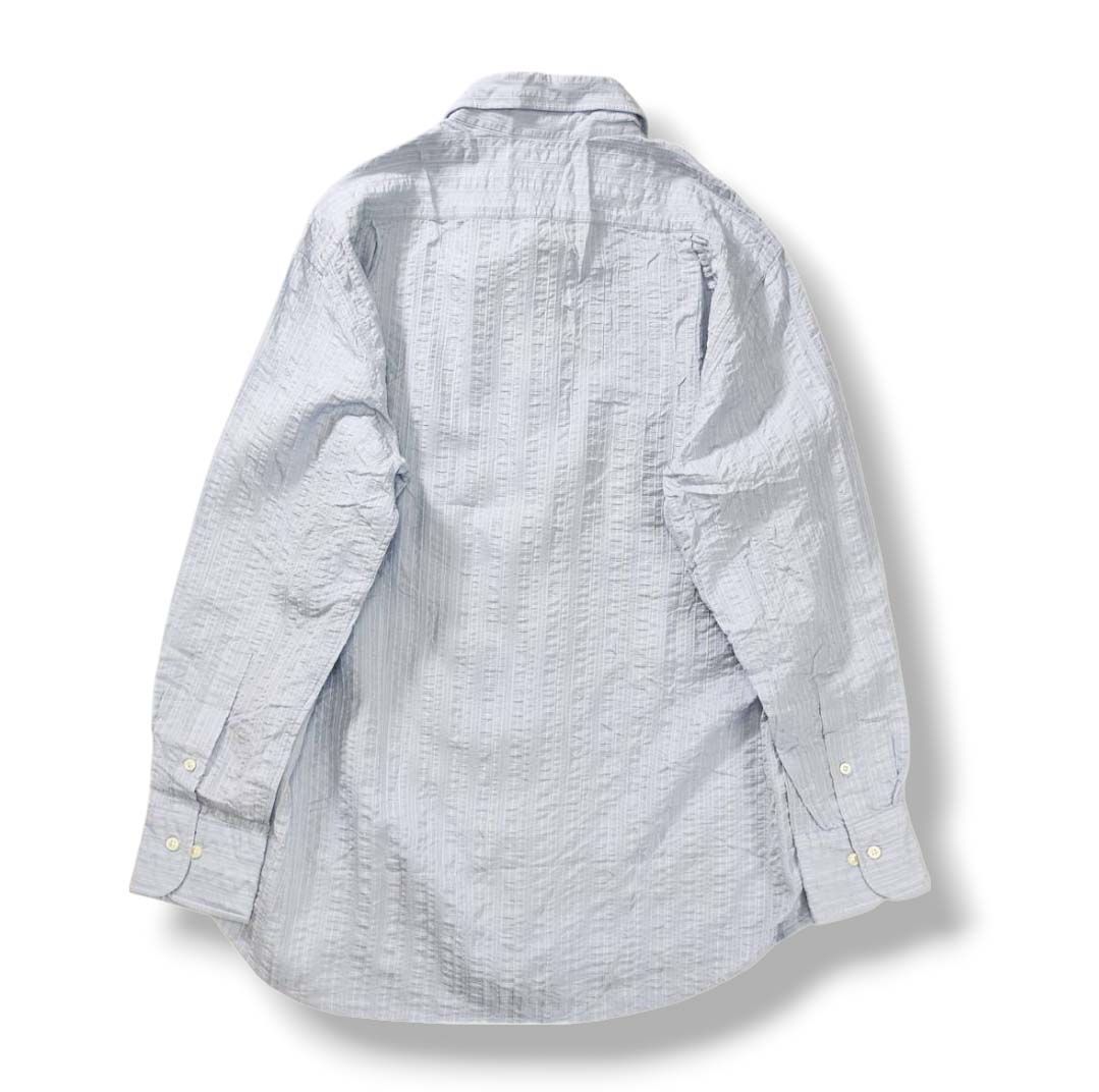 LANVIN ランバン / シアサッカー・シャドーストライプ柄・ダブルベンツ テーラードジャケット / (グレー) / サイズ S50 ランバンオンブルーLANVIN en Bleu リネンポリテーパードパンツ 青48