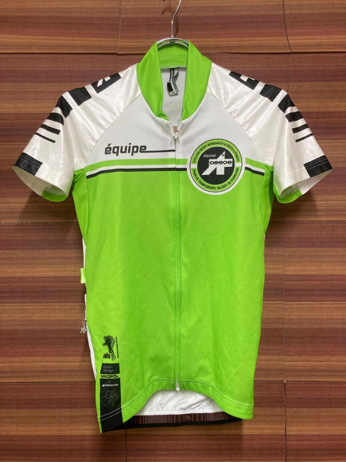 IS855 アソス Assos EQUIPE 半袖 サイクルジャージ 白 緑 レディース XS