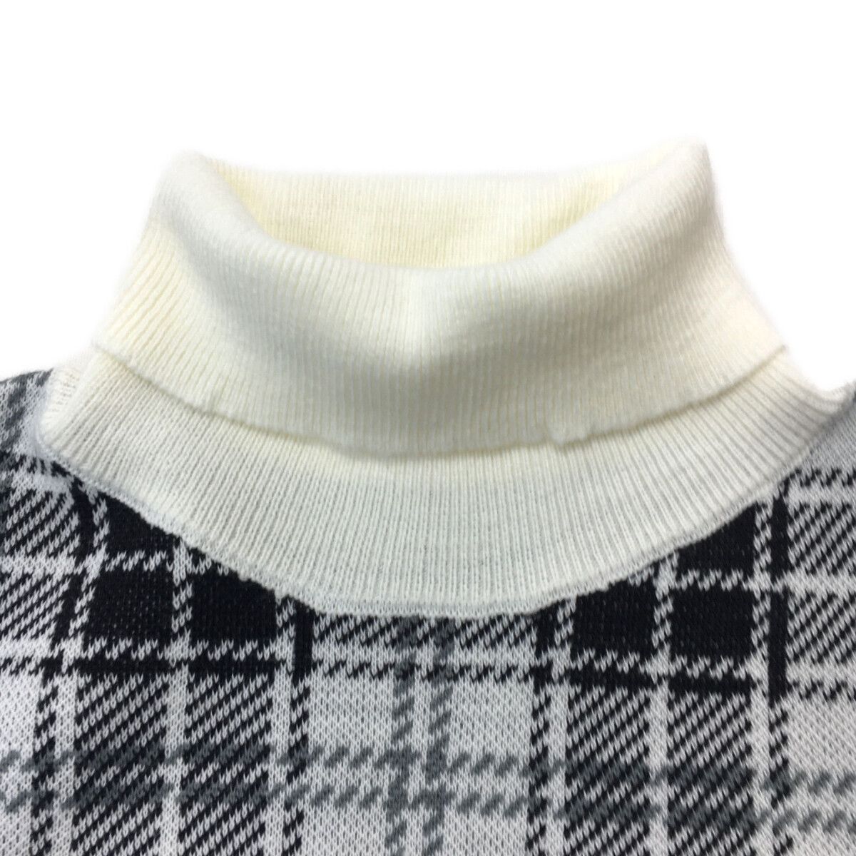 JUN&ROPE’ - coco 中古 ジュン＆ロペ JUN&ROPE レディース セーター S 白×黒 タートルネック チェック 中古 レディース ジュン＆ロペ JUN&ROPE セーター S 白×黒