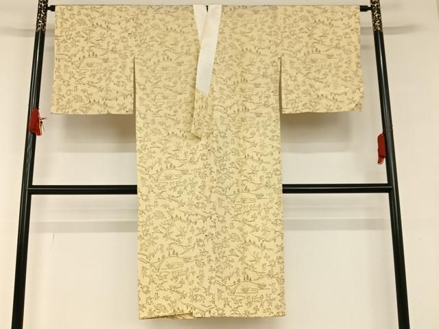 平和屋着物●長襦袢 無双仕立て 鳥獣戯画 半衿刺繍 正絹 AAAU8066zg